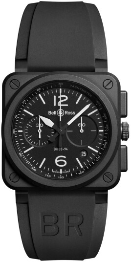 Bell & Ross Herreklokke BR0394 BL CE Br 03 94 Sort/Gummi