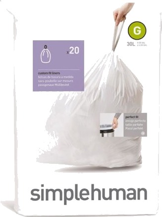 Spesialtilpassede poser, 30 l, kode G, 20 stk., hvite white 30L