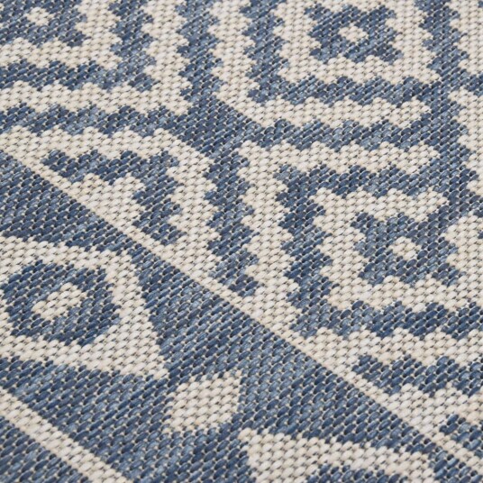 vidaXL Utendørs flatvevd teppe 160x230 cm blå striper vidaXL Utendørs flatvevd teppe 160x230 cm blå striper