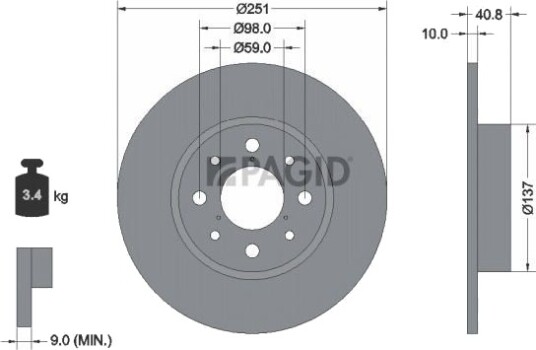 PAGID 55023NC Bremseskive