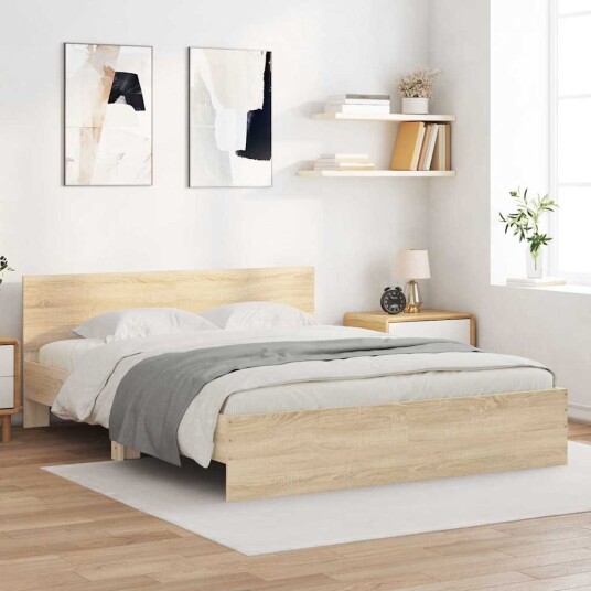 vidaXL Sengeramme med hodegavl sonoma eik 140x190 cm 8721012247161 vidaXL Sengeramme med hodegavl sonoma eik 140x190 cm 8721012247161