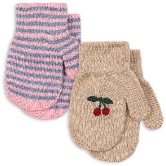 Konges Sløjd Cherry/Stripe 2 Pakke Filla Votter