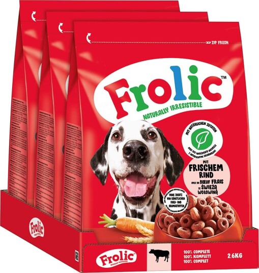 Frolic Tørrfôr Gulrøtter + Korn Okse 7.8 kg 3 X 2.6 kg Frolic Tørrfôr Gulrøtter + Korn Okse 7.8 kg 3 X 2.6 kg