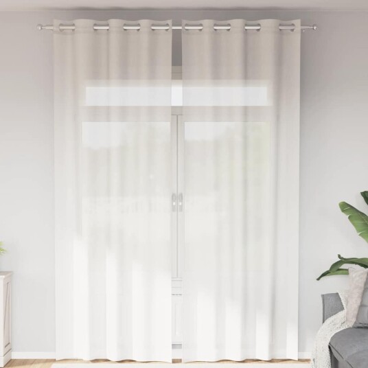 Voilegardiner med grommets 2 stk hvit 8721158551696
