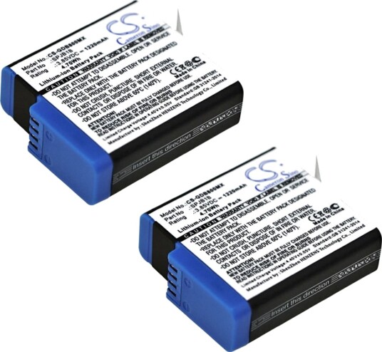 Cameron Sino Batteri til GoPro Hero 5 / 6 / 7 / 8 Svart - 2-pakning