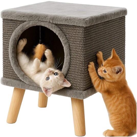Klorebrett til katt med seng stall i sisal