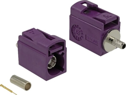 Delock 21 Mm (Kort) For Krymping - Rf-Stik - Fakra D-Stikforbindelse Han False - Bordeauxrødviolet, Ral 4004