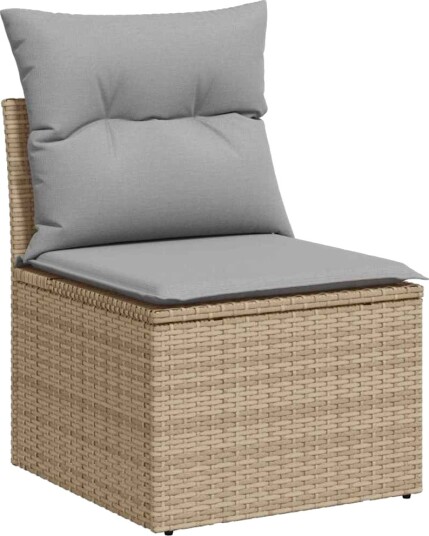 Hagesofa Set med pute med lagring 9 pcs Beige og lys grå Hagesofa Set med pute med lagring 9 pcs Beige og lys grå