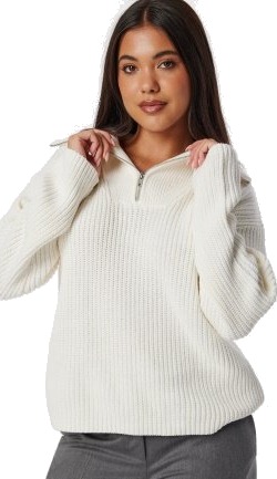 SELECTED FEMME Slfbloomie Ls Knit Half Zip Snow White L