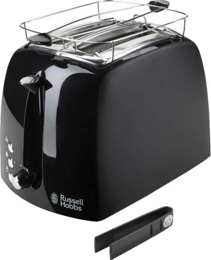 Russell Hobbs Textures Plus Brødrister 2 Skiver Svart 895W med Opptiningsfunksjon Russell Hobbs Textures Plus Brødrister 2 Skiver Svart 895W med Opptiningsfunksjon