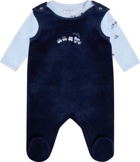 Blå Set W. Body And Velour Romper Navy 68