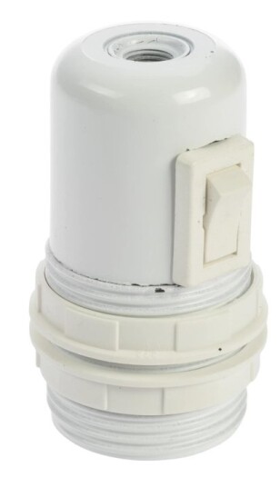 Nordic Quality Lampsockel E27 med ringar+brytare Vit
