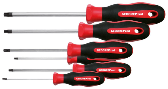 Gedore Red R38402006 6-delt Torx Skrutrekkersett med 2-komponents Håndtak Gedore Red R38402006 6-delt Torx Skrutrekkersett med 2-komponents Håndtak