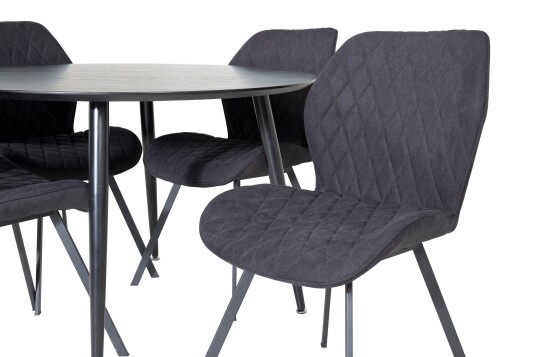 Venture Home Dipp Spisegruppe 115 cm Rund med 4 Gemma Stoler Sort