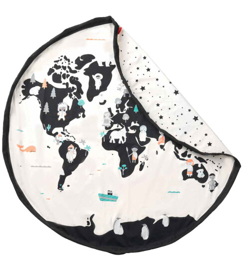 play&go Lekematte 2-i-1 World kart black / white ⌀ 140 cm play&go Lekematte 2-i-1 World kart black / white ⌀ 140 cm