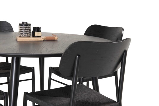 Venture Design Dipp & Polly spisegruppe Svart/svart 4 st stoler & bord 115 cm