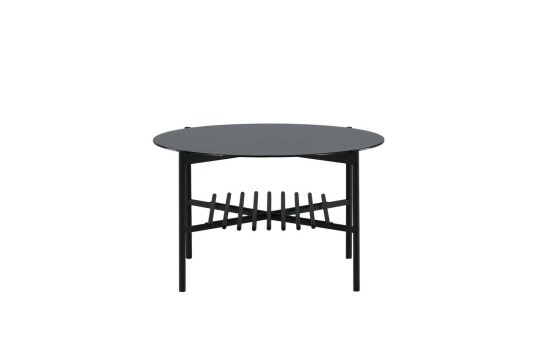Venture Home VonStaf sofabord med hylle Ø80 cm glass svart marmor dekor. 1666917-02-0 1666917-01-0