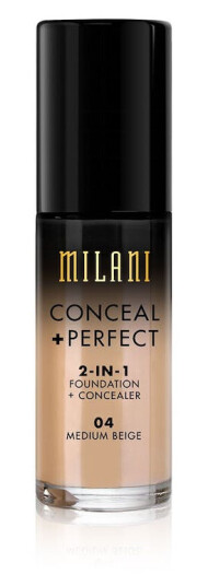 Milani Conceal + Perfect 2-in-1 Foundation + Concealer 04 Medium Beige 30 ml Milani Conceal + Perfect 2-in-1 Foundation + Concealer 04 Medium Beige 30 ml