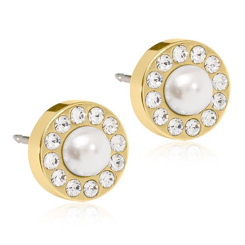 Blomdahl Golden Titanium Brilliance Halo Pearl 8mm White