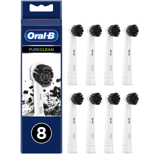 8 stk. Oral B Børstehoder PureClean Charcoal