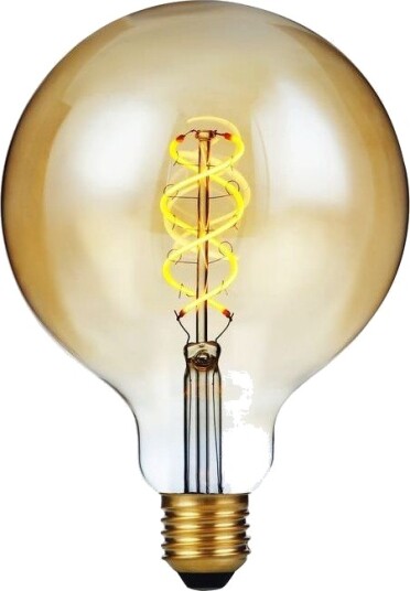 Spl E27 5W dimbar LED filamentpære   G125 Double Helix 300lm 2000K gullglass   Dimbar : Dimbar Kulør : Ekstra varm