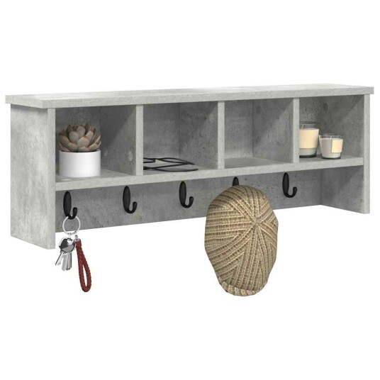  Vegghengt kleshenger Betonggrå 75 x 16 x 26 cm Konstruert tre
