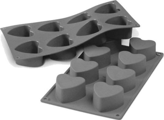 Patisse Mini Hjerteformer 29 X 17 Cm Grå Silikon 8 Rom