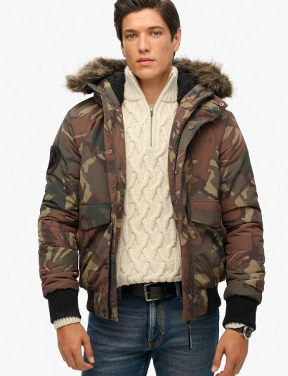 Superdry Everest Hooded Puffer Bomber - Multi/patterned - L