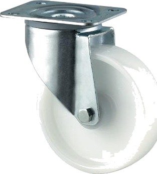 Tente 3470POR125P62 Leddhjul nylon, hvit, plate 105 x 85 mm 125 mm, Garasjeinnredning & oppbevaring
