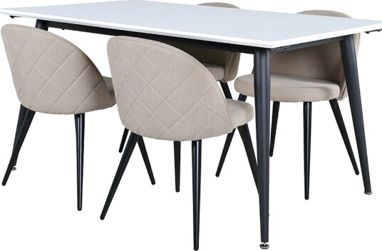 Spisegruppe Venture Home Jolie med 4 Valentina Stitcthes Stoler Polyesterlinen