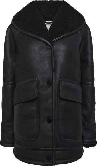 Topshop Tstora Coated Jacket Otw BLACK M Topshop Tstora Coated Jacket Otw BLACK M
