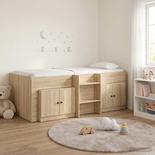 Loftsengramme med skap med dør 3 pcs Sonoma eik Konstruert tre Loftsengramme med skap med dør 3 pcs Sonoma eik Konstruert tre