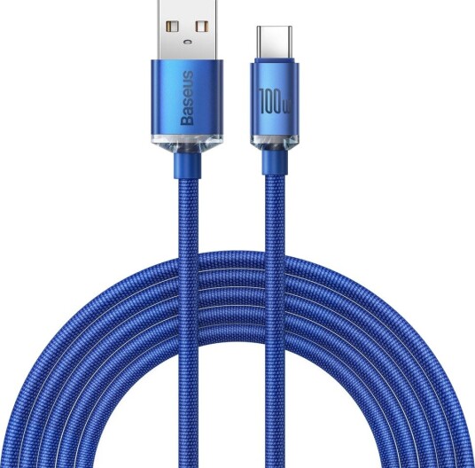Baseus Crystal Shine 100W USB-C Kabel 2m Blå