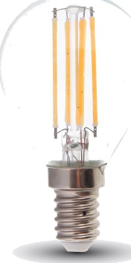 V Tac E14 6W LED kronepære P45 filament klart glass 130lm/W varm hvit erstatter 60W Kulør : Varm V Tac E14 6W LED kronepære P45 filament klart glass 130lm/W varm hvit erstatter 60W Kulør : Varm