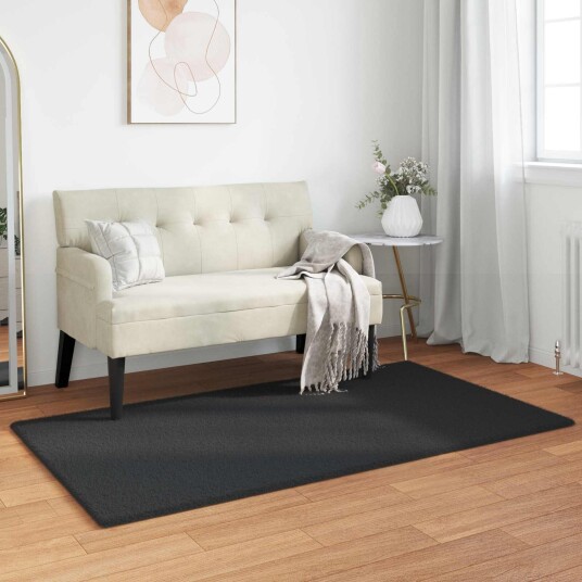 Kunstpels Kanin Teppe Olite Svart 80 x 150 cm Polyester