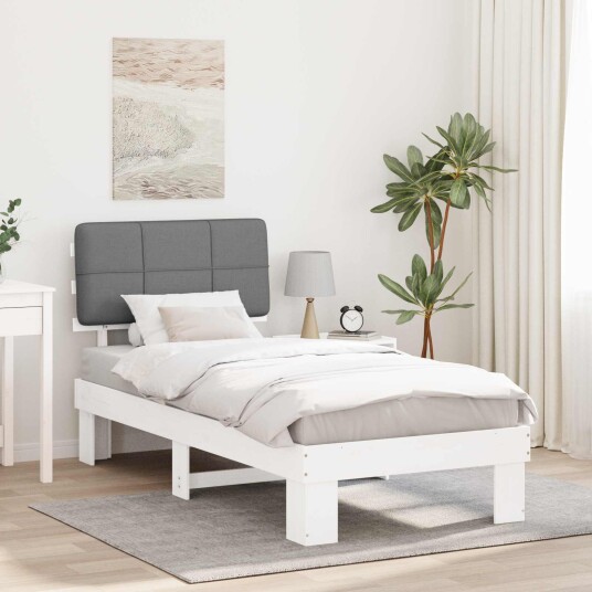 Sengeramme med Polstret Hodegjerde Lysegrå 90 x 200 cm