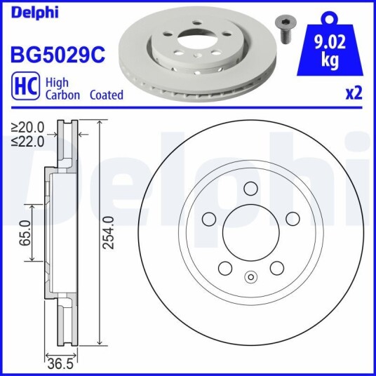 Bremseskive DELPHI BG5029C Bremseskive DELPHI BG5029C