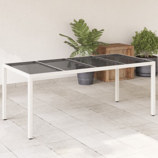 Hagebord med glassplate hvit 190x90x75 cm polyrotting 368129 Hagebord med glassplate hvit 190x90x75 cm polyrotting 368129