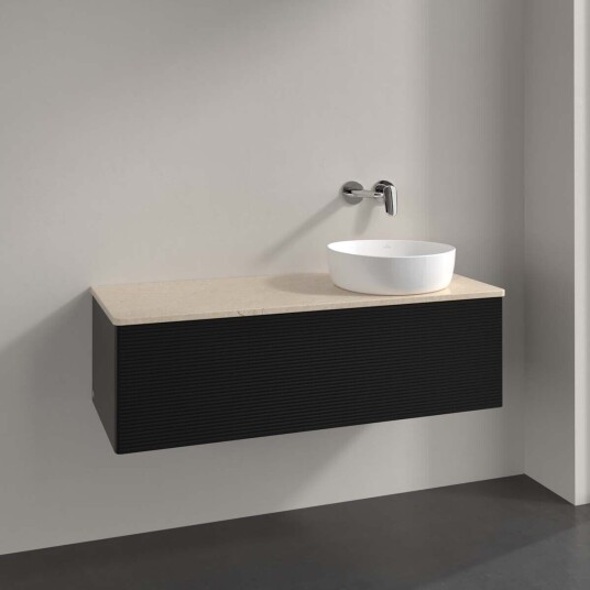 Villeroy & Boch Antao Servantskap med 1 skuff 120x50x36 cm m/lys Sort Matt/Crème