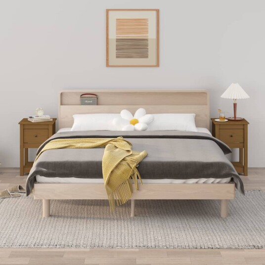 vidaXL Nattbord 2 stk honningbrun 40x35x61 cm heltre furu