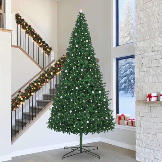  Juletre med dekorative strenglys grønn 400 cm PVC