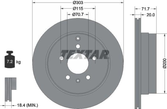 TEXTAR 92165500 Bremseskive TEXTAR 92165500 Bremseskive