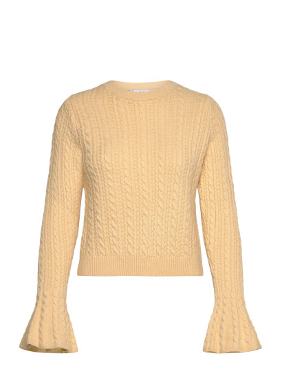 Mango Cable-Knit Sweater With Flared Sleeves - Yellow - XS