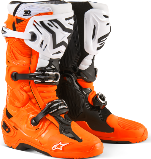 Alpinestars Endurostøvler Tech 10 Fluo Oransje- Svart- Hvit Alpinestars Endurostøvler Tech 10 Fluo Oransje- Svart- Hvit