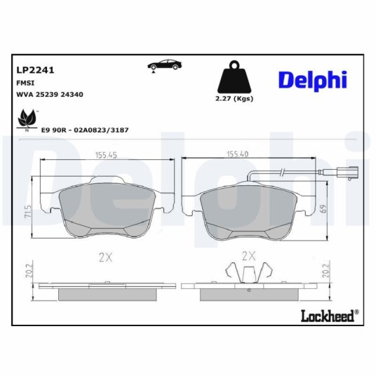 Bremseklosser DELPHI LP2241 Bremseklosser DELPHI LP2241