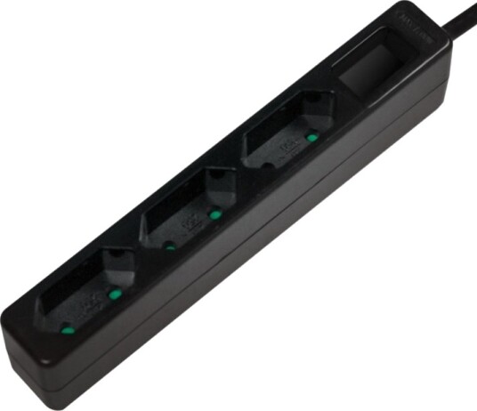 LogiLink slank 3 veis Euro stikkontakt 1.5m svart LPS229B