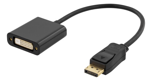 Deltaco DVI-I Single Link - DisplayPort adapter, 1080p 60Hz, 0.2m