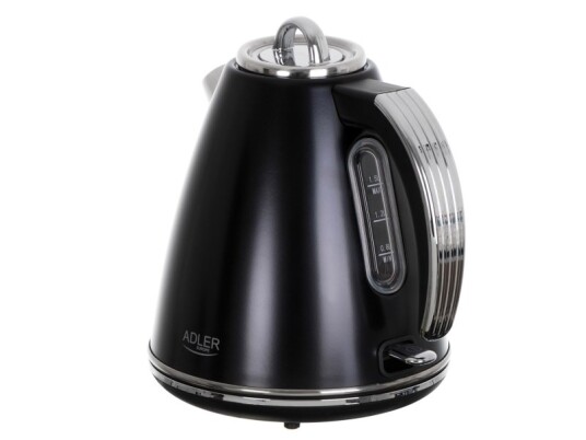 Adler 1,5L Vannkoker med Vannivåindikator og Rustfritt Stål - 1850W Svart