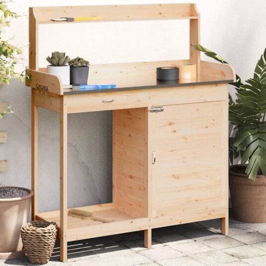 Pottebord med skap 110,5x45x124,5 cm heltre gran Pottebord med skap 110,5x45x124,5 cm heltre gran