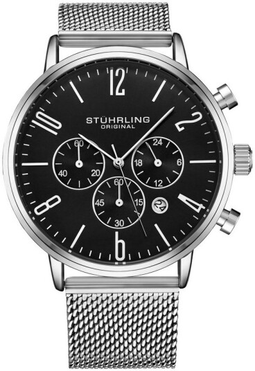 Stührling Original Herreklokke 3932.1 Monaco Sort/Stål Ø48 mm